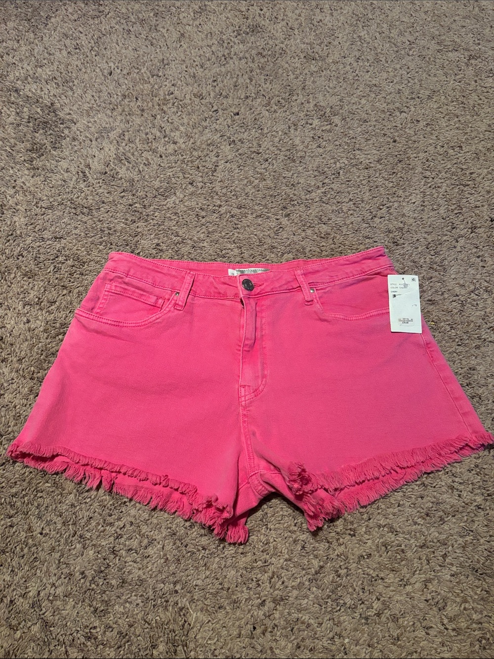 NWT Kut From the Kloth Pink Frayed Hem Denim Shorts 12